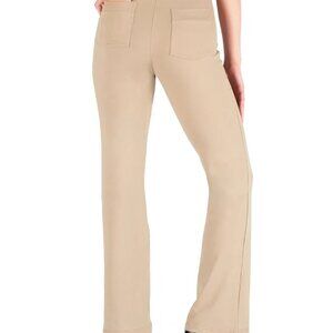 Women's Medium Yogipace Flare Yoga Dress Pants, Back Pockets, Khaki - Like New!
